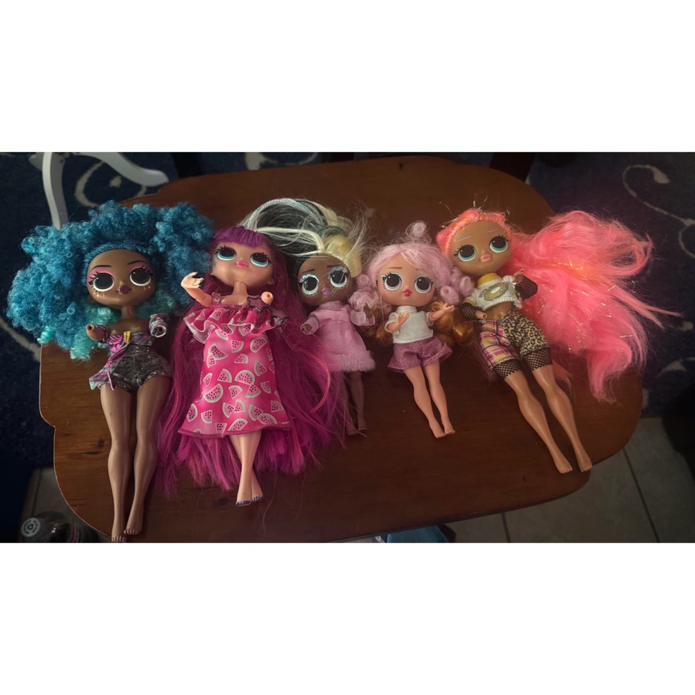LOL Surprise OMG Tweens Doll Lot 5pc MGA Fashion Dolls Pink Blue Hair‎ AS IS